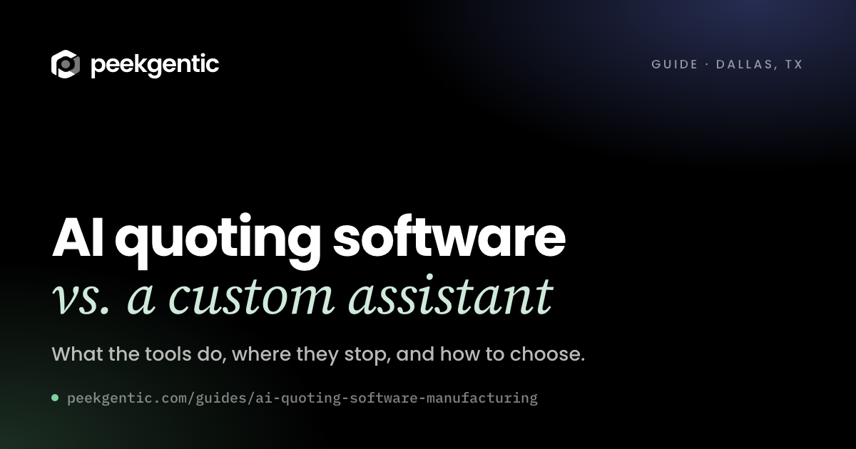 Preview card reading AI quoting software vs. a custom assistant