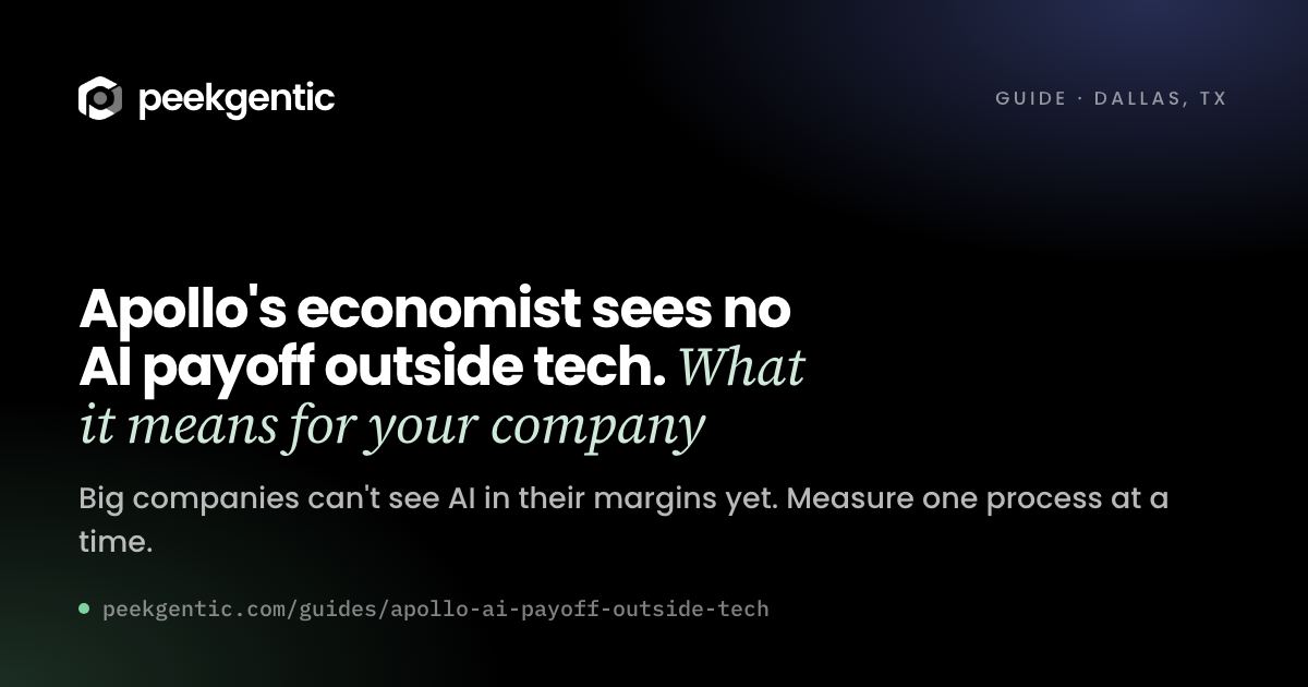 Preview card reading Apollo's economist sees no AI payoff outside tech. What it means for your company.
