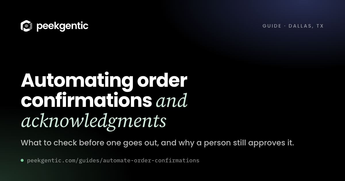 Preview card reading Automating order confirmations and acknowledgments.