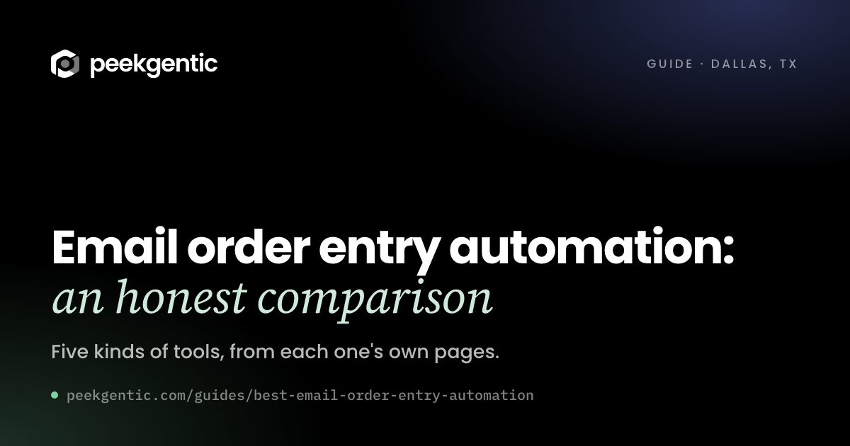 Headline card: email order entry automation, an honest comparison
