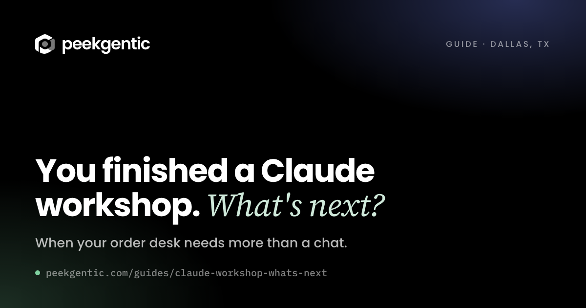 Preview card reading You finished a Claude workshop. What's next?