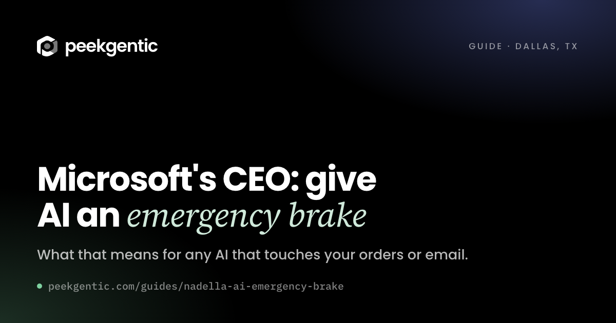 Headline card: Microsoft's CEO says give AI an emergency brake