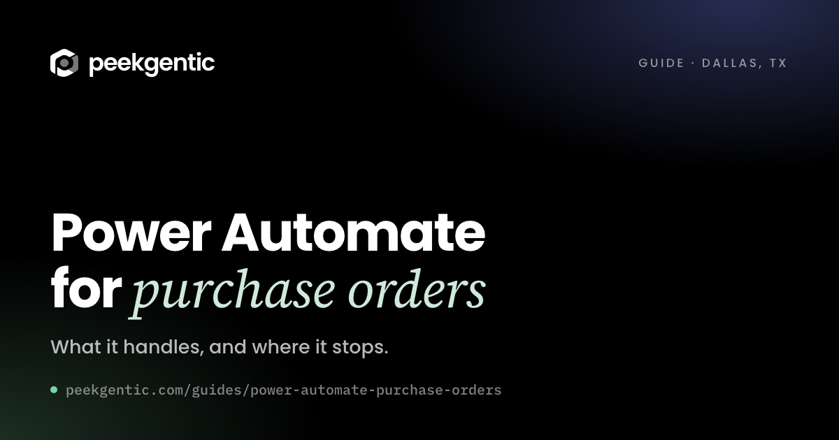 Preview card reading Power Automate for purchase orders