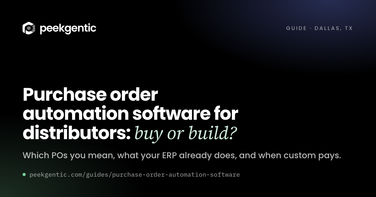 Preview card reading Purchase order automation software for distributors: buy or build?