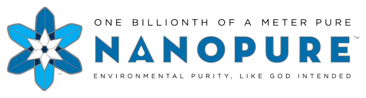 NanoPure logo: One billionth of a meter pure. Environmental purity, like God intended.